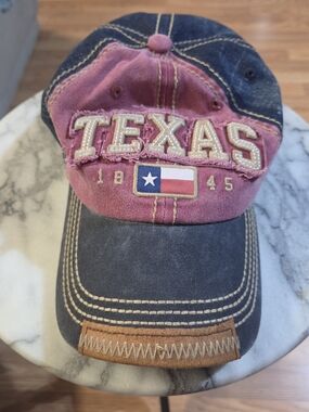 Texas Embroidered Baseball Cap - Pink and Navy